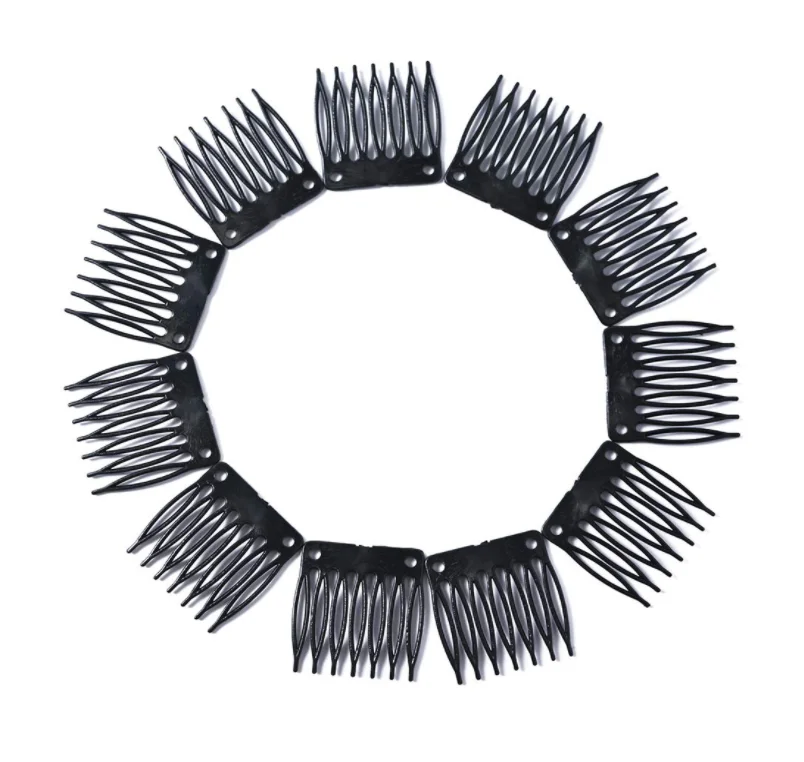 7-Teeth Hair Clips 12 Pack Hair Combs Wig Plastic Combs And Clips For Lace Wig Cap Making Wigs