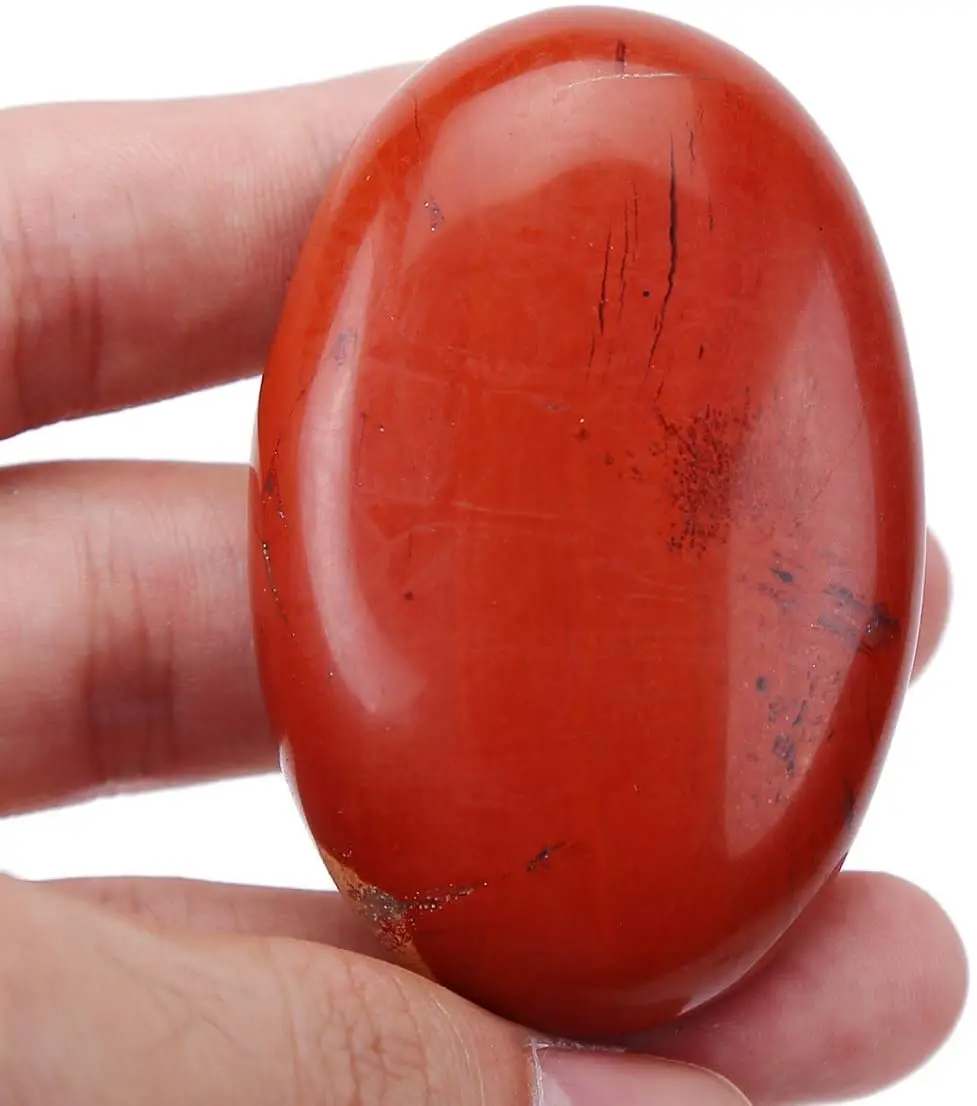 HOT SELLING NATURAL RED JASPER SUPER QUALITY PALM STONE FOR MASSAGE AND REIKI HEALING RED JASPER MASSAGE STONE