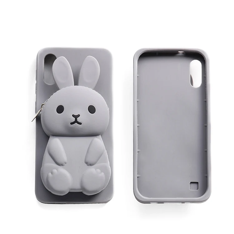 
Cute 3d cartoon rabbit silicone cell phone case,zipper bag wallet pouch mobile phone cases for iphone x xs 