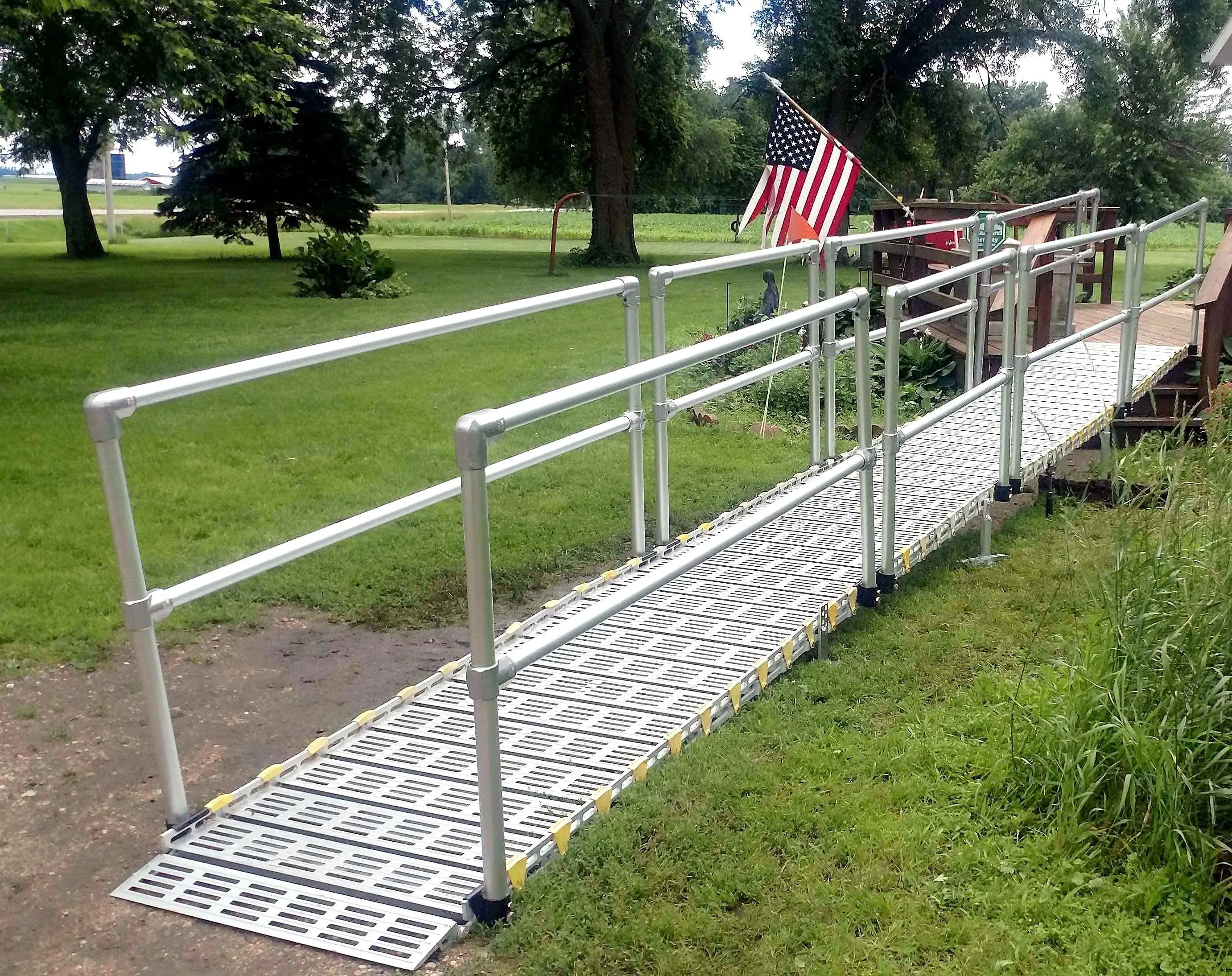 Revolutionary New Version Roll-A-Ramp Modular Ramp System 30 Inch Wide Two Sides Handrail Straight-End Structurally Strong