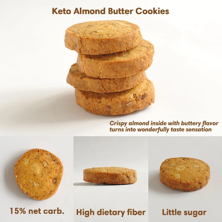  Диетическая добавка для сжигания жира сменные пищи keto снэки с низким содержанием Карба печенье хрустящим миндалем Сжигание пищевая еды Замена Кето низкоуглекислотные закуски хрустящее миндальное