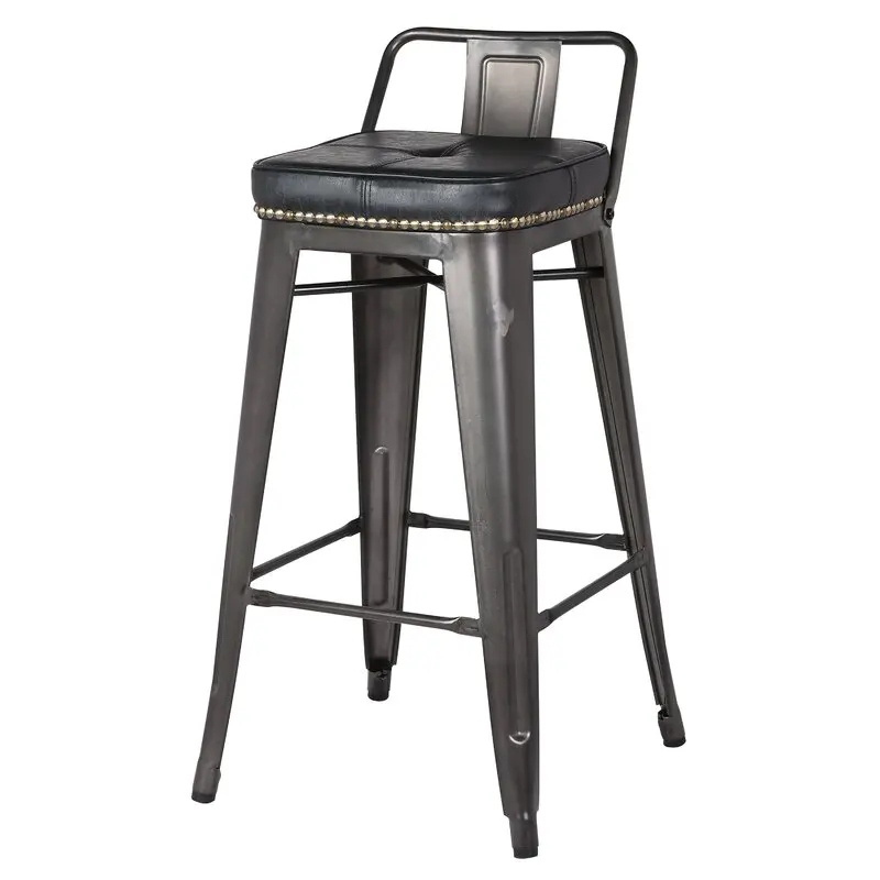 Superb quality Factory direct supply from India Gray color Counter Metal & Leather Stool for Restaurant Bar Hotel Parties usage