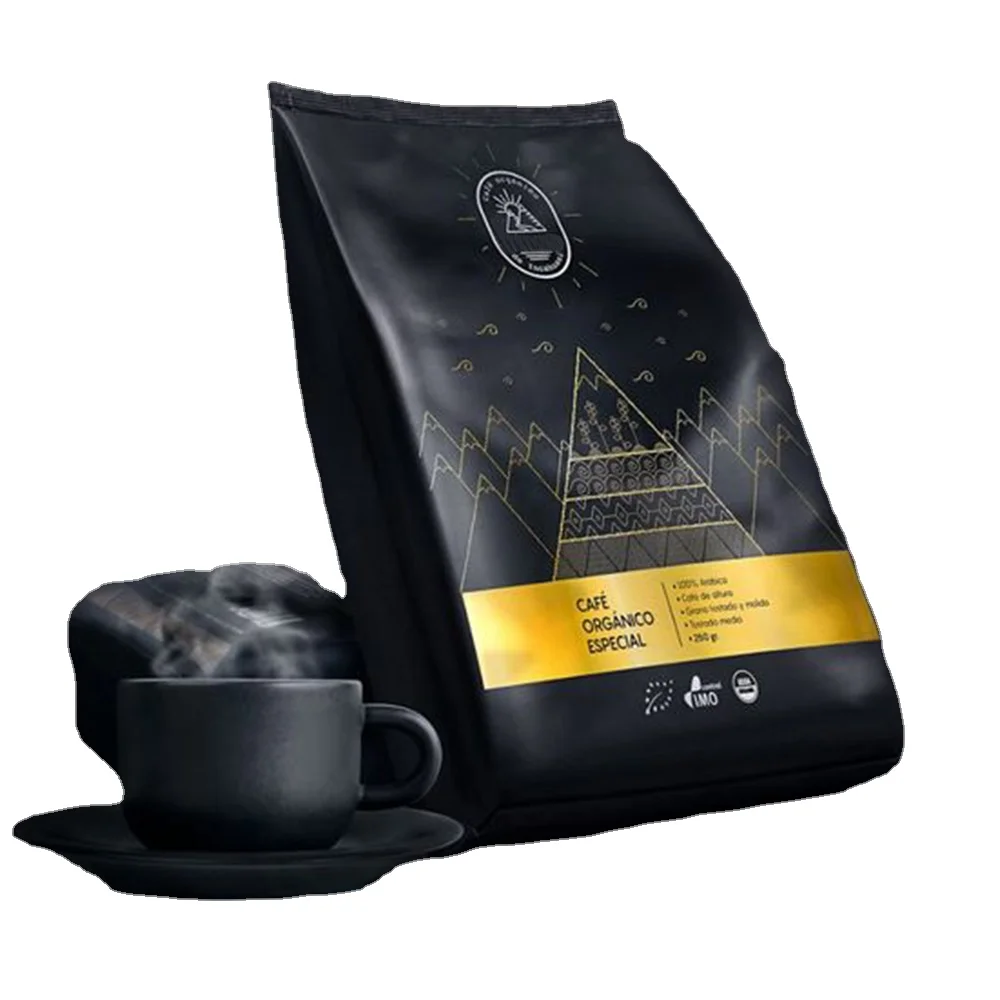 
Side Guessed Bag PE Coffee Heat Seal Gravure Printing Beverage VMPET Barrier Bag with Valve PET + ALU + PE Accept Eska Ambalaj 
