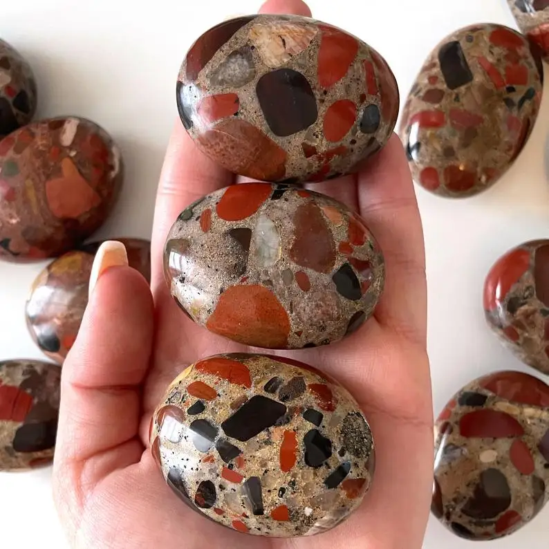 Wholesale Natural Red Jasper Conglomerate Palm Stone\ High Quality Red Jasper Conglomerate Palm Stone At Affordable Price