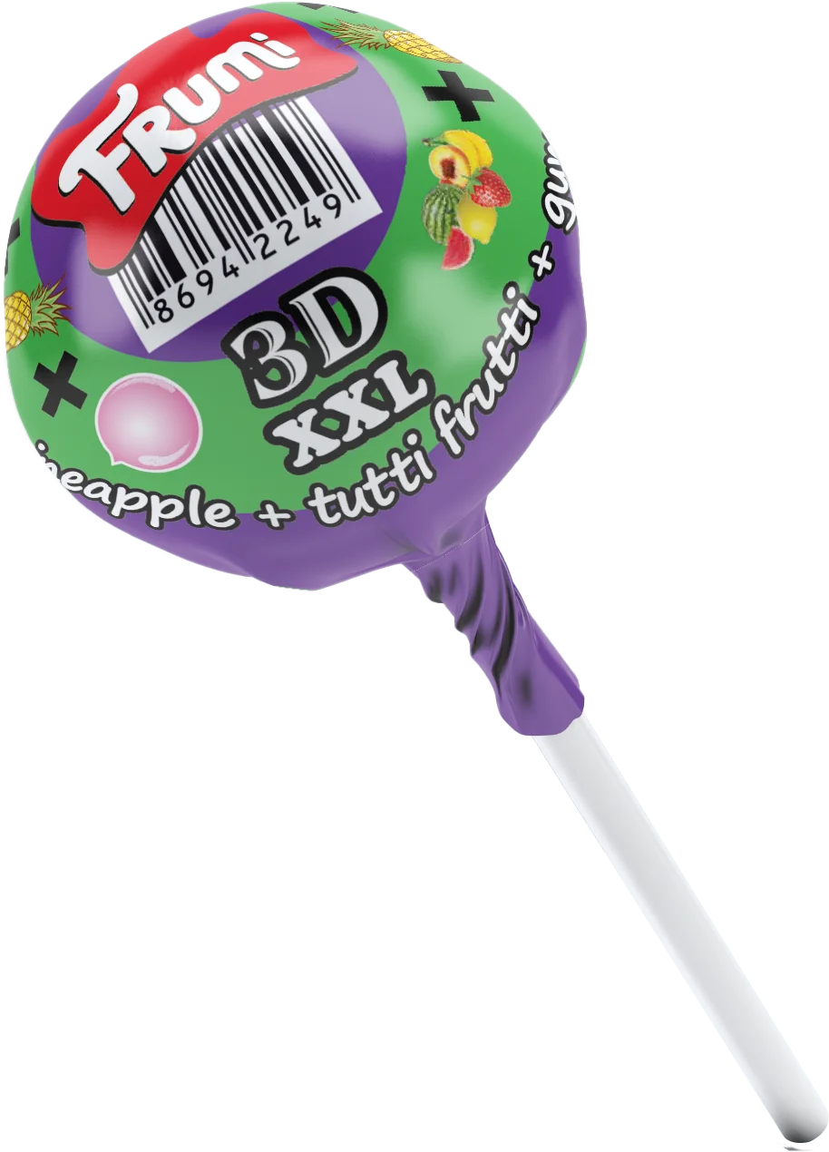 Double flavoured, Naturel Coloured FRUMI 3D XXL Lollipop - 30g