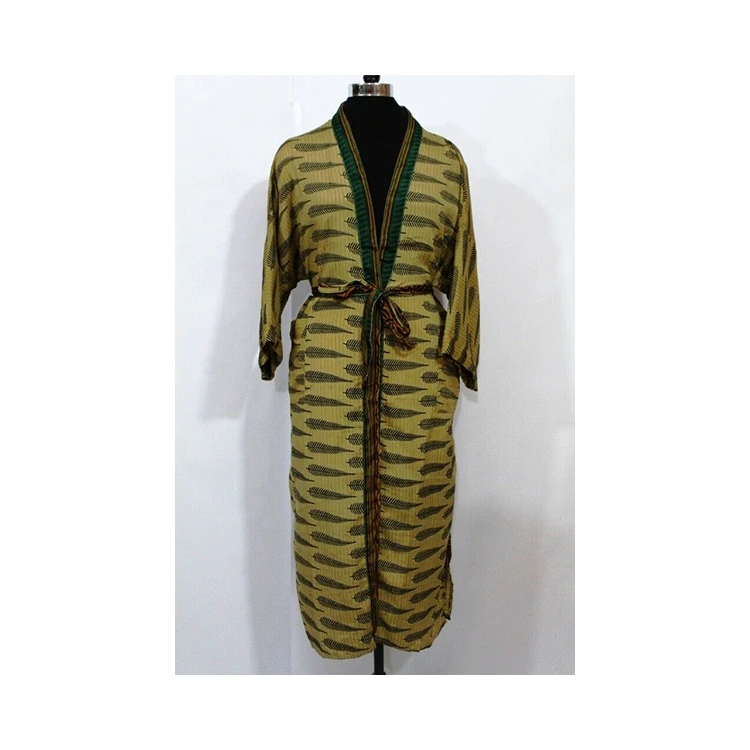 Lovely Blue Pink Color Floral Print Comfortable Loose Lady Maternity Robe Hippie Sari Bohemian Nightgown Women Kimono Robe