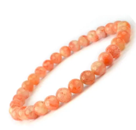 New Arrived 8mm Thread  Red Sunstone Semi-Precious Gemstones Healing Crystal  Beaded Bracelet at Factory rate