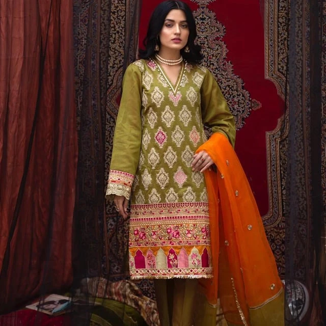 Pakistani Kurtis Silk Cotton Rayon Women Causal Wear Salwar Kameez