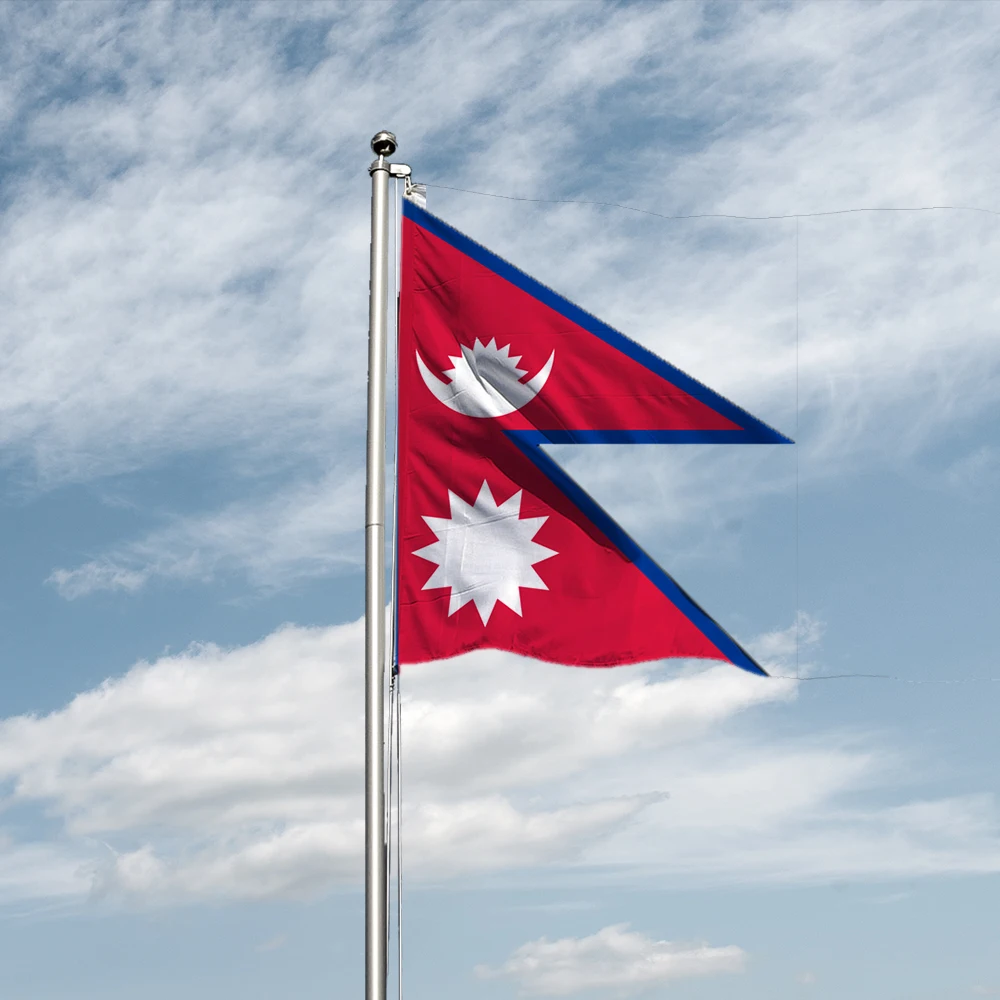 Flagnshow 3x5 ft screen printing nepali  flag 90x150 cm printed flying nepal flag