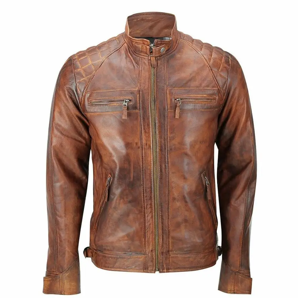 Men Zipper Leather Jackets Custom Made Motorbike Leather Jackets 2022 New Designs High Quality Jackets