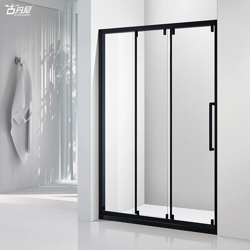 new design wholesale cheap tempered glass shower room enclosure bathroom two fixed panels one outward door