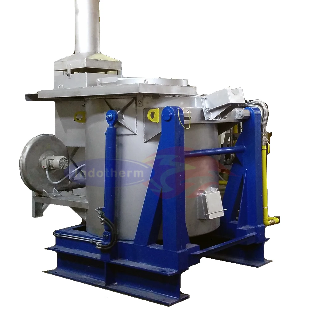 500 kgs Capacity Brass Melting Gas Fired Tiling Furnace for Equipped with Morgan Crucible and Modulating Burners