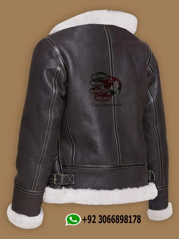 Winter Mens shearling skin  Leather shirt Warm kids leather jacket