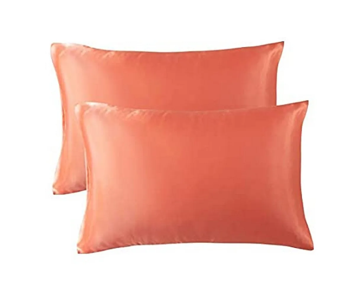 Neck rest pillow cover  silk Satin Pillow Cover,  Coral Orange