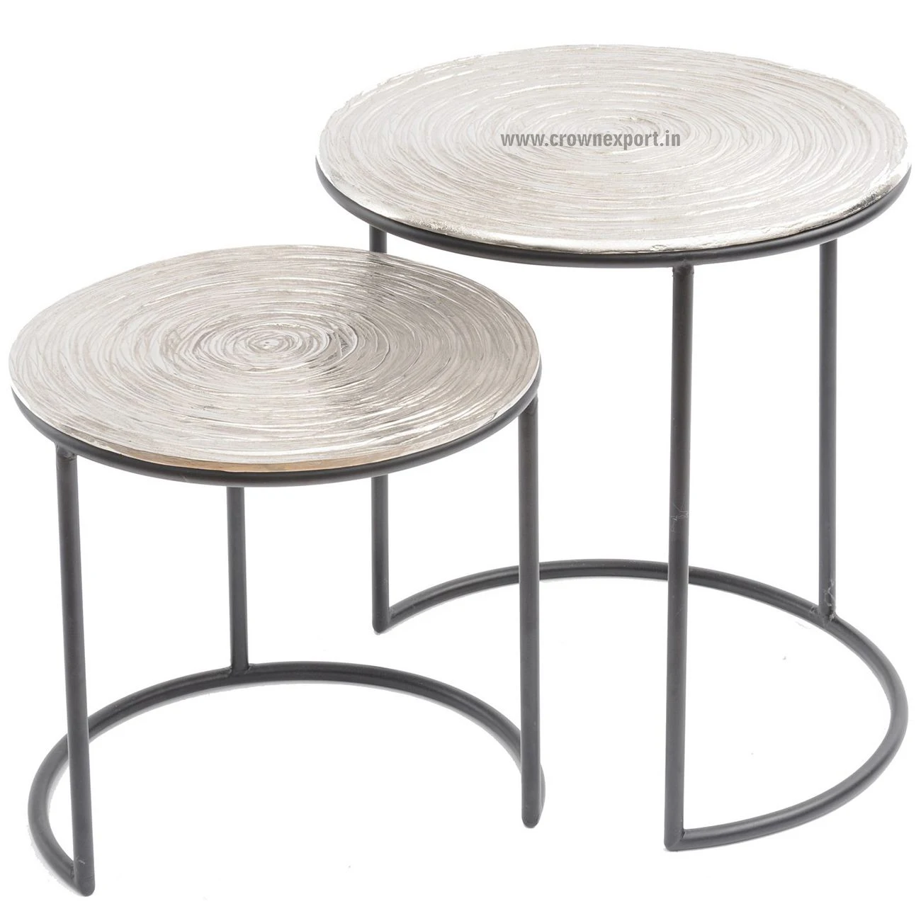 Modern Circular Shape Colorful Engraved Finished Iron Metal Nested Table/ Coffee Table set of 3 for home Decoration Furniture