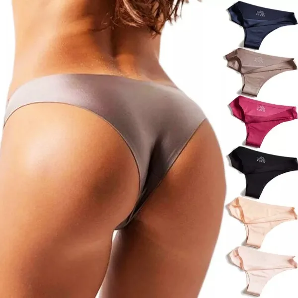 Smooth Seamless Panties Ultra-thin G-string Thongs Women Briefs Nylon Low Rise Lingerie Ice Silk Briefs Lady Underwear Plus Size