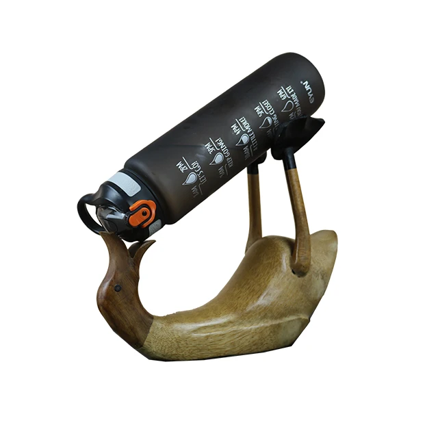 Утка винный держатель сплошной тиковое дерево для дома и сада бар Использование