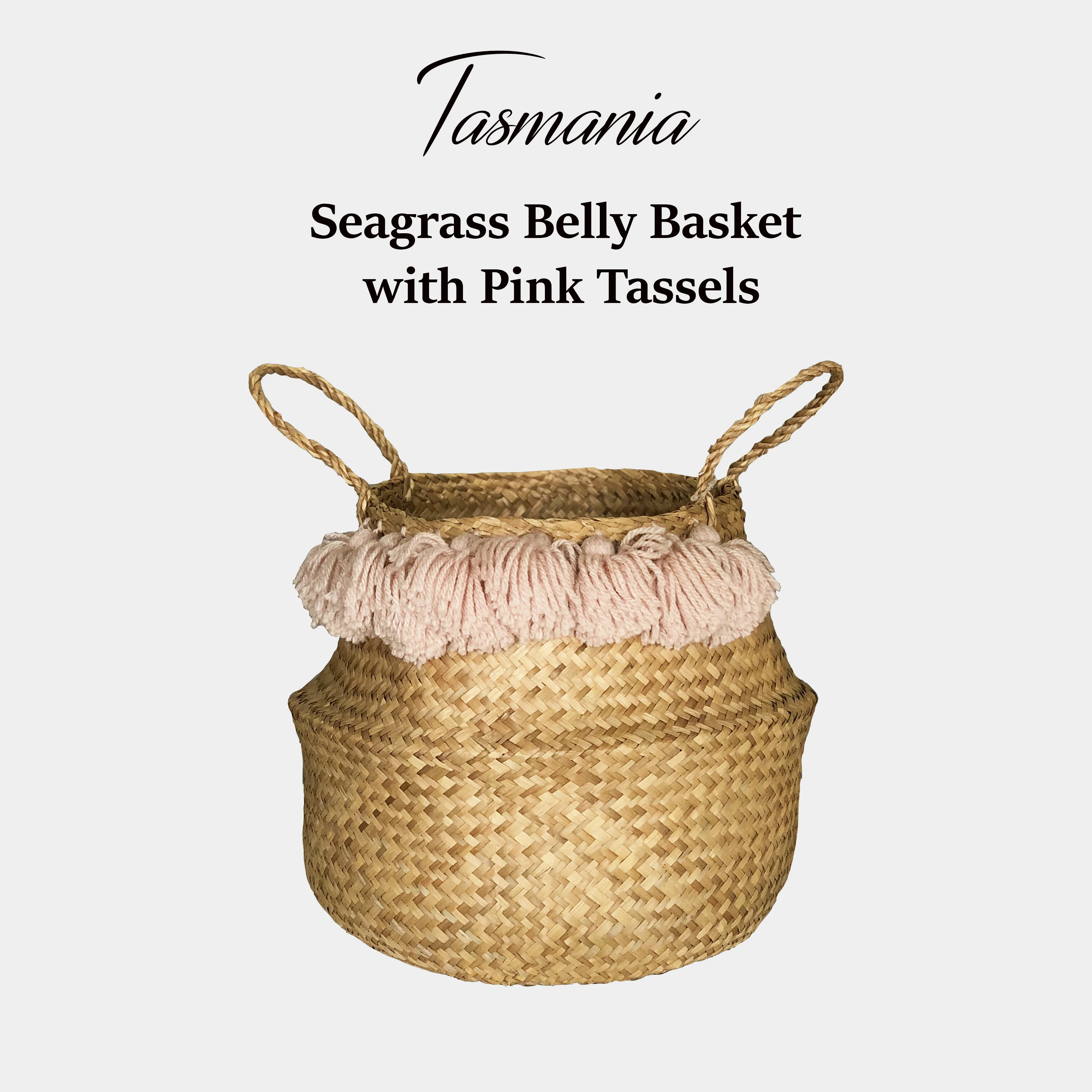 Корзина для живота TASMANIA из морских водорослей с розовыми кисточками