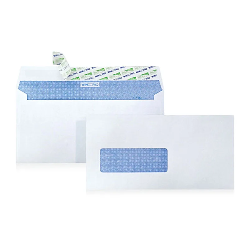 80gsm white DL 110x220mm Opaque printing with peel & seal, glassine window envelopes