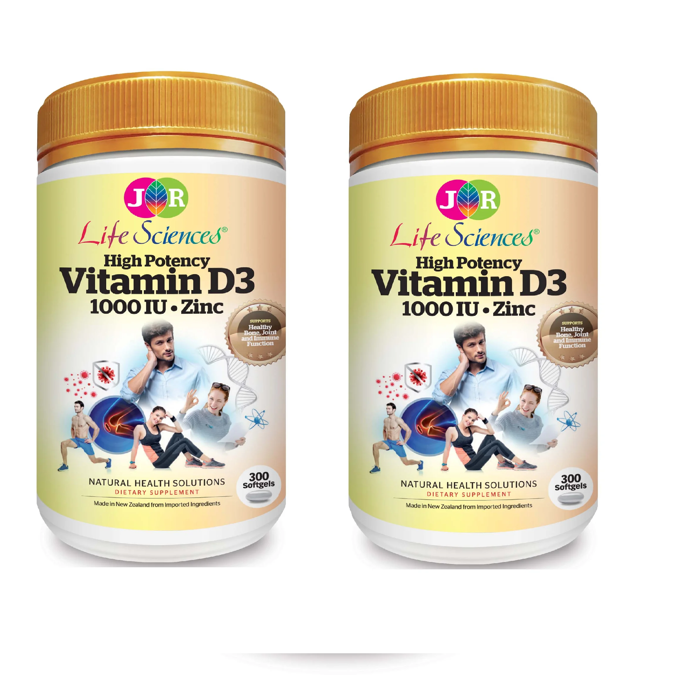 Высокоэффективный витамин D3 1000IU с цинком 300 мягкие гели JR Life Sciences 174 г продукты для здравоохранения из Новой Зеландии