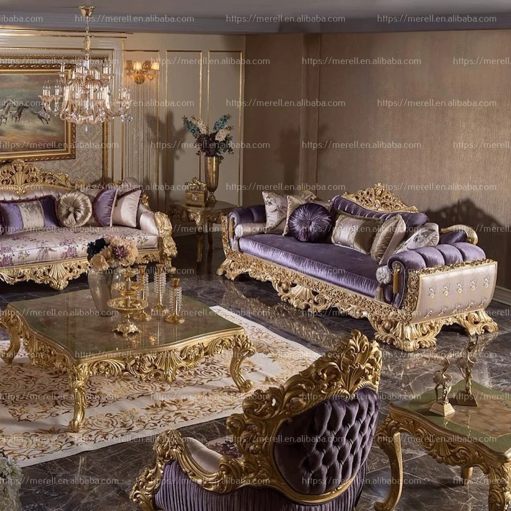 European style Carved wood Turkey furniture classic set arabic living room sofa