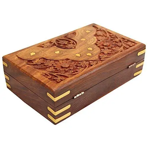 Wood and Brass Designer Jewelry storage Box Royal Luxury Wooden  Gift Box   Jewelry Packing Wood Box