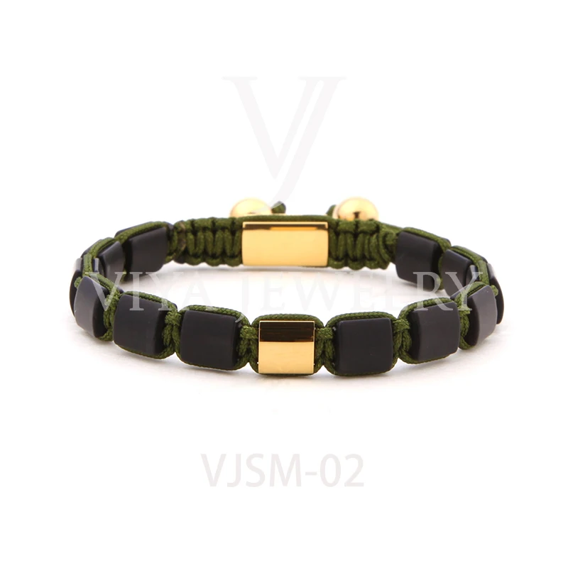 Luxury 10*10mm Square Gemstone Men Bracelet Custom Logo Bracelet