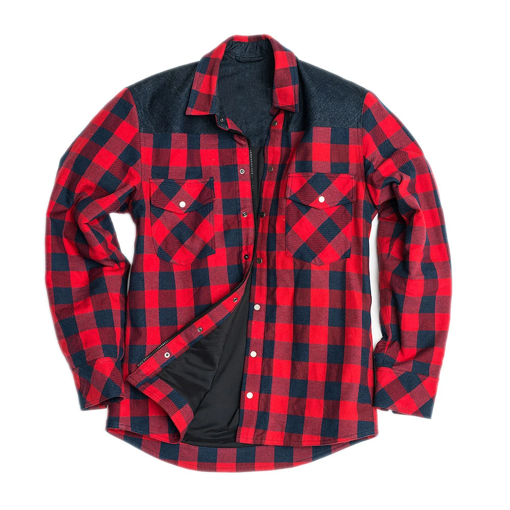 Best quality cotton yarn dyed flannel shirts with Kevlar lining, Biker flannel shirt for men, Prime Protection