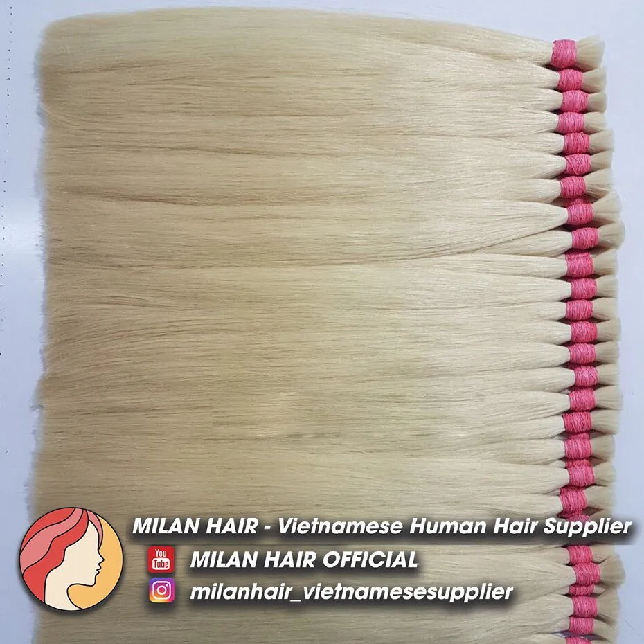 High-quality bulk hair silky straight blonde 613 color hair 100 gam bundles 100% Vietnamese super double drawn hair
