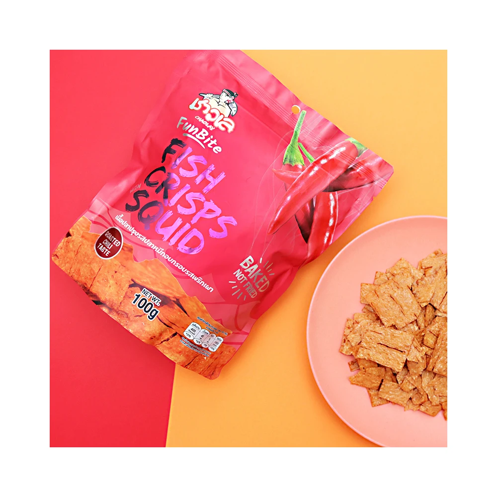 HACCP Certified Fish Crisps Squid Roasted Chili Flavor - High Quality Asian Spicy Dried Seafood Snack