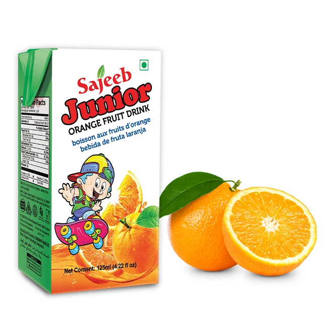 
Sajeeb Junior Fruit Drinks (Mango, Orange, Pineapple, Fruit Cocktail, Apple, Litchi, Peach, Red Grape) Aseptic Pack 125 ml 