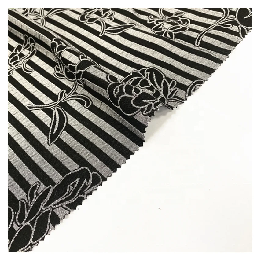 ABAYA FABRIC MANUFACTURER SUPPLY Soft Handtouch Polyester Rayon Jacquard Black Abaya Crepe Fabric for Dubai Women Clothing