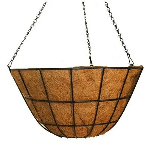 Handcraft 12 Inch Garden Balcony Wall Hanging Basket For Flower Coconut Fiber Hanging Basket With Metal