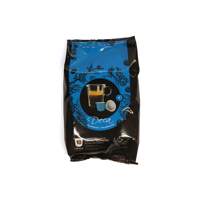 High Quality 10 Capsules per bag of Italian Decaffeinated Coffee 55 gr ideal for Home Restaurant or Hotels