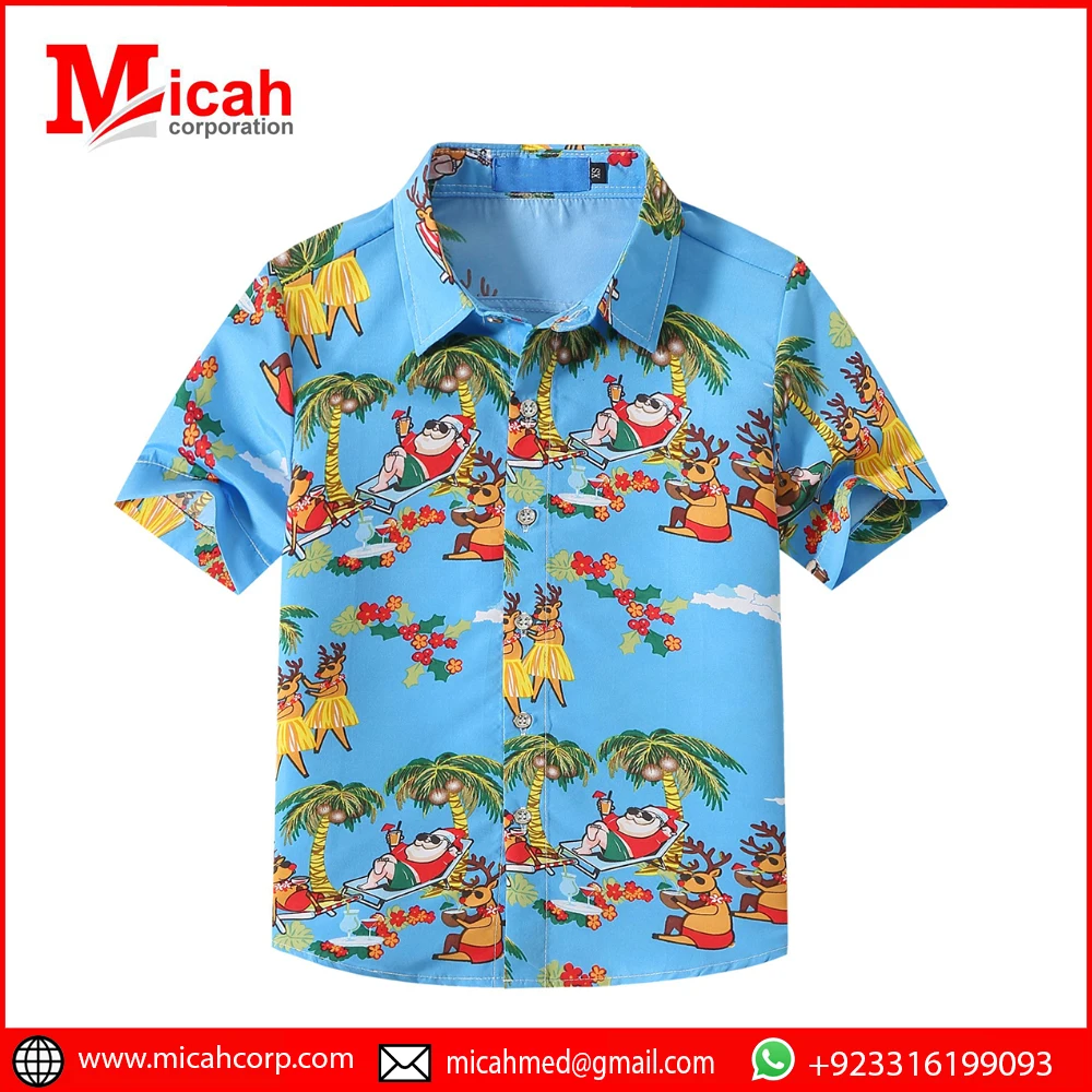 Half White  New Arrival Hawaiian Shirt Customized Style Printed Beach Shirts In Half Sleeves Hawaiian Shirt