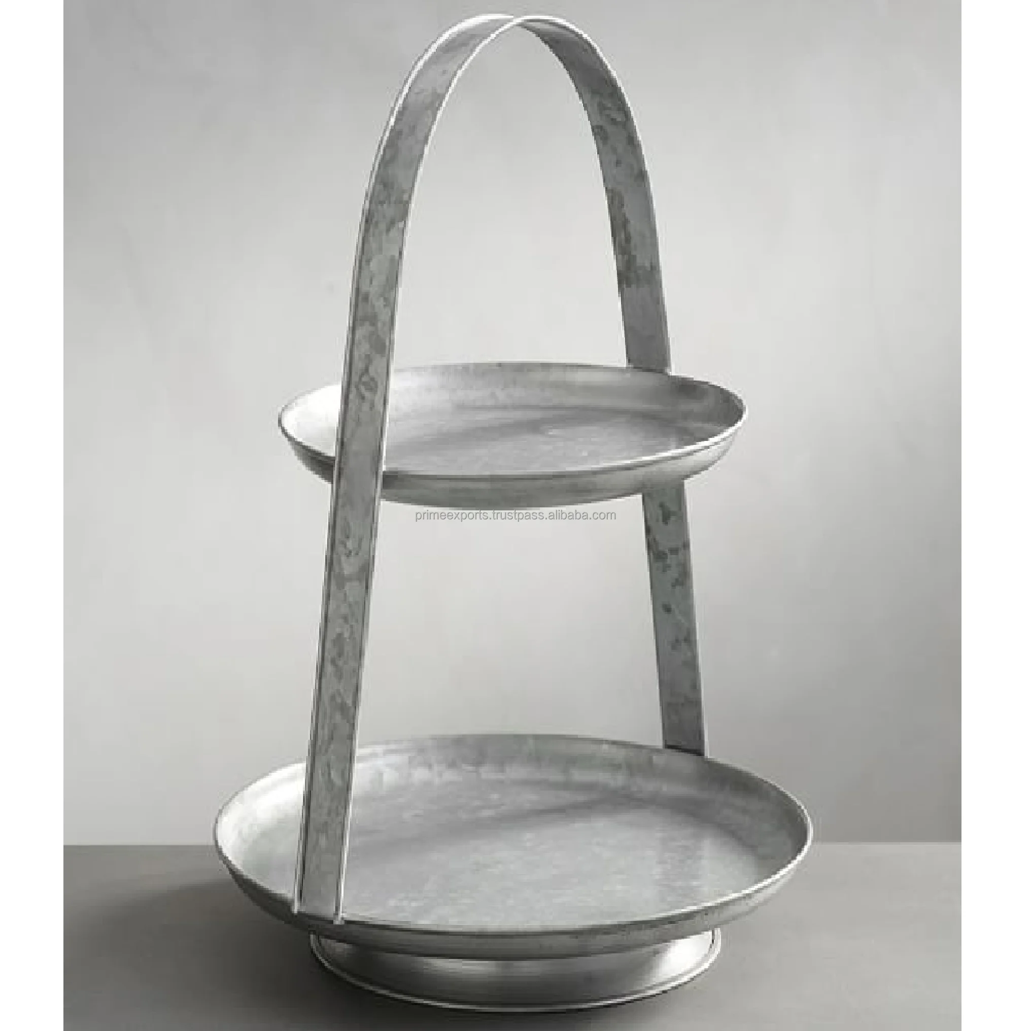 Galvanized three Tier Round Cake Stand With Shinny Polished For Wedding Events  And Festive Decors