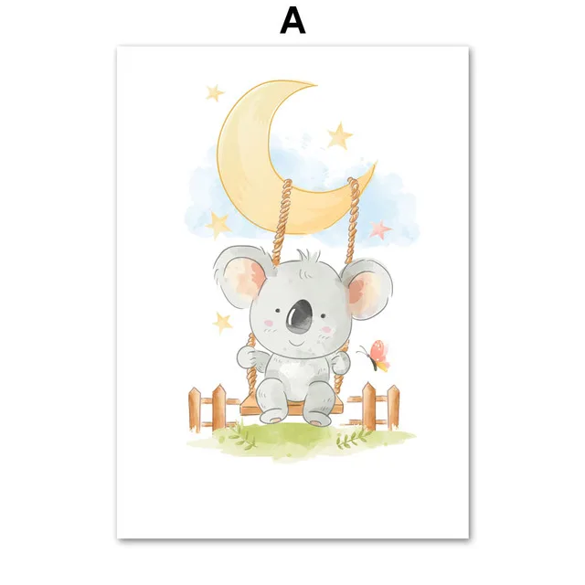 Картина на стену с мультяшными животными 5D «сделай сам» алмазная живопись плакаты и принты настенные картины для декора детской комнаты