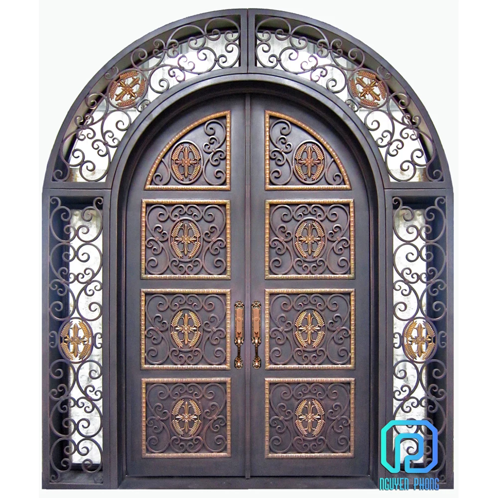 Professional Manufacturer In Stock Modern Slide Door Gate Wrought Iron Grill Single Entry Front Doors For Villa House