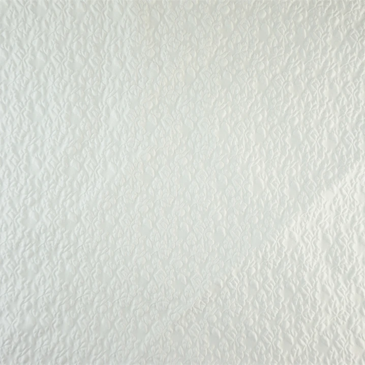 White foam micro stereo small leaf jacquard 100% pure polyester for evening dress fabric