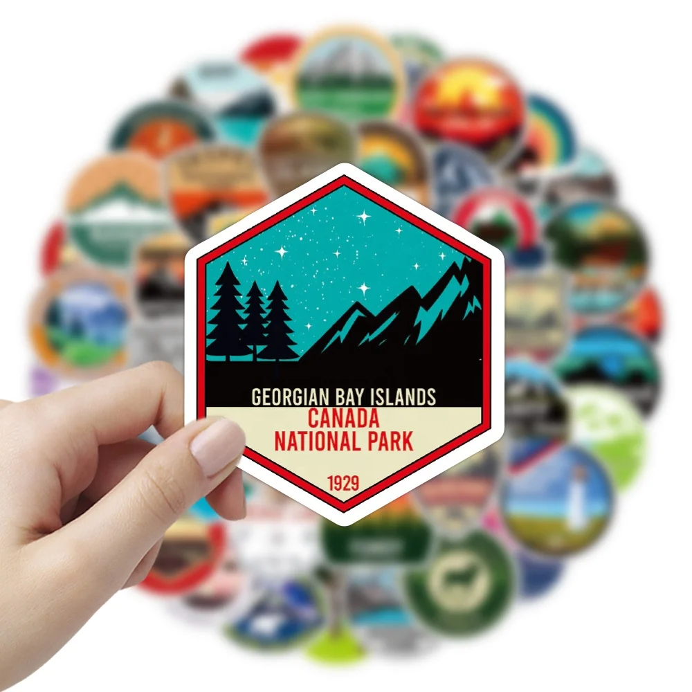 50pcs PVC waterproof National Park graffiti decorative sticker packs for laptop stationery luggage skateboard window wall decal