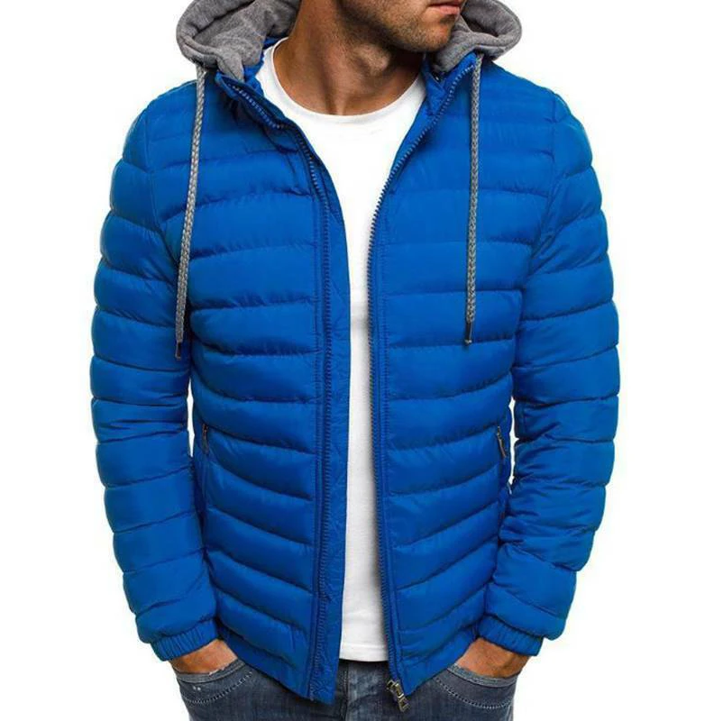 PAKISTAN FACTORY Mens Hoodie Bubble Coats Puffer Plain Red Jackets,Winter Warm Quilted Zip Outwear Street Fashion Bubble Jacket
