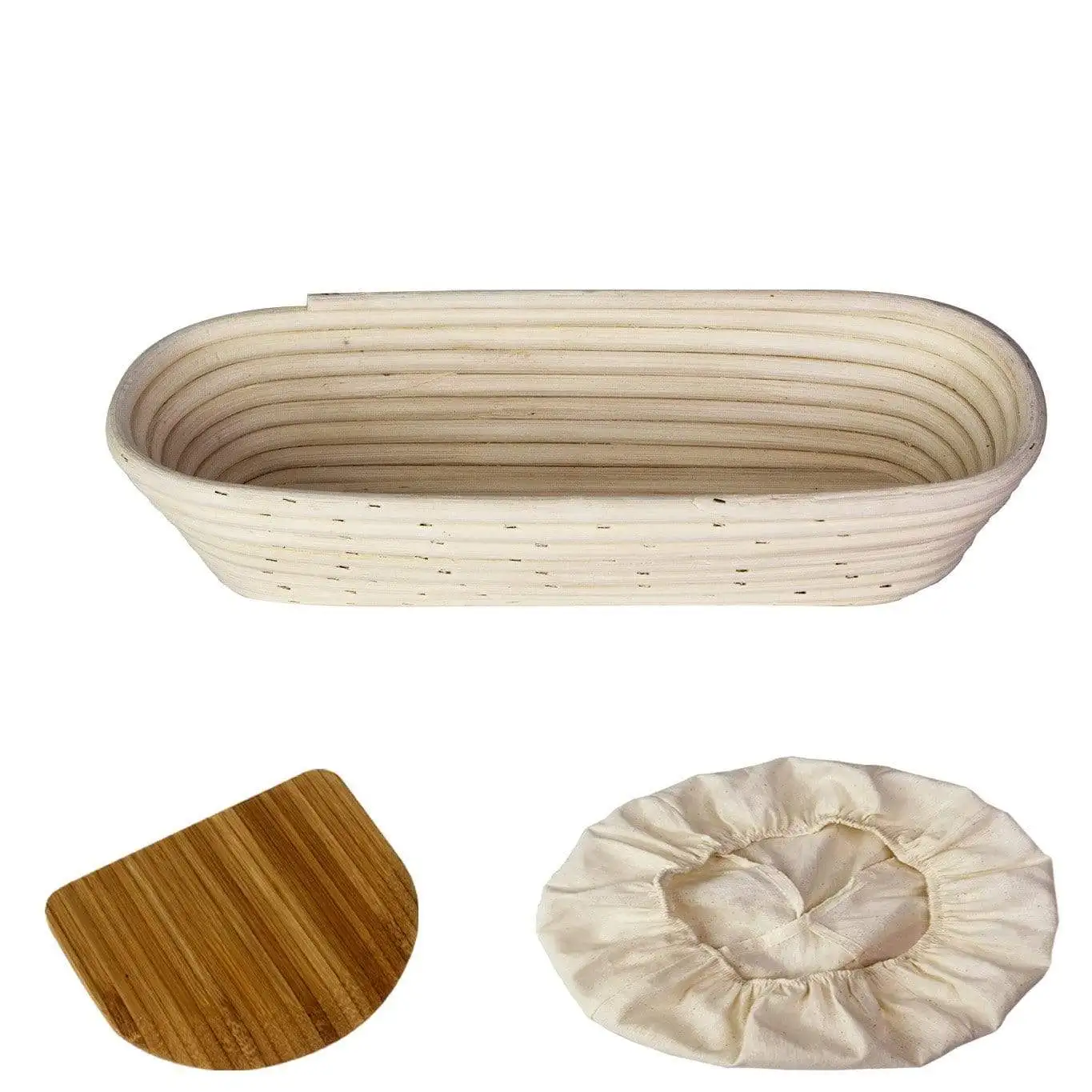 High quality Linen Cover Natural Banneton Rattan Round 9 inch bread proofing basket with accessories Kinghandicraft