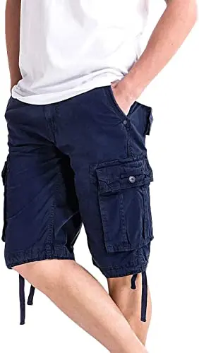 wholesale WIIPU Mens Relaxed Fit Long Cargo Shorts Capri Pants