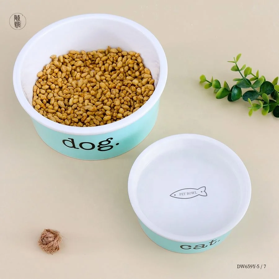 Porcelain custom logo drinking bowl cat double dog bowl non slip foldable waterproof dog pet smart bowl