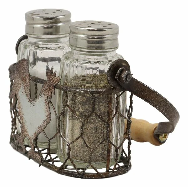 Chicken Wire Mason Jar Salt and Pepper Shakers Holder