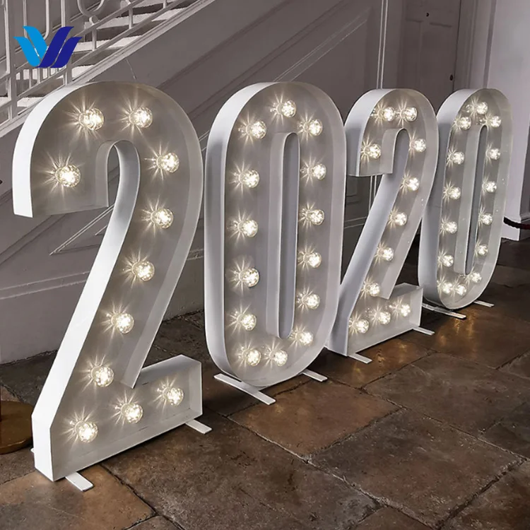Hongsen Manufacturer Custom 3ft 4ft Light up Numbers Wedding Decor Sign Marquee Letter Giant Led Numbers