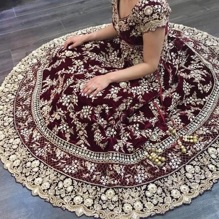 
stunning heavy stone work Wedding Floor Length Dress 2019  (62014280389)