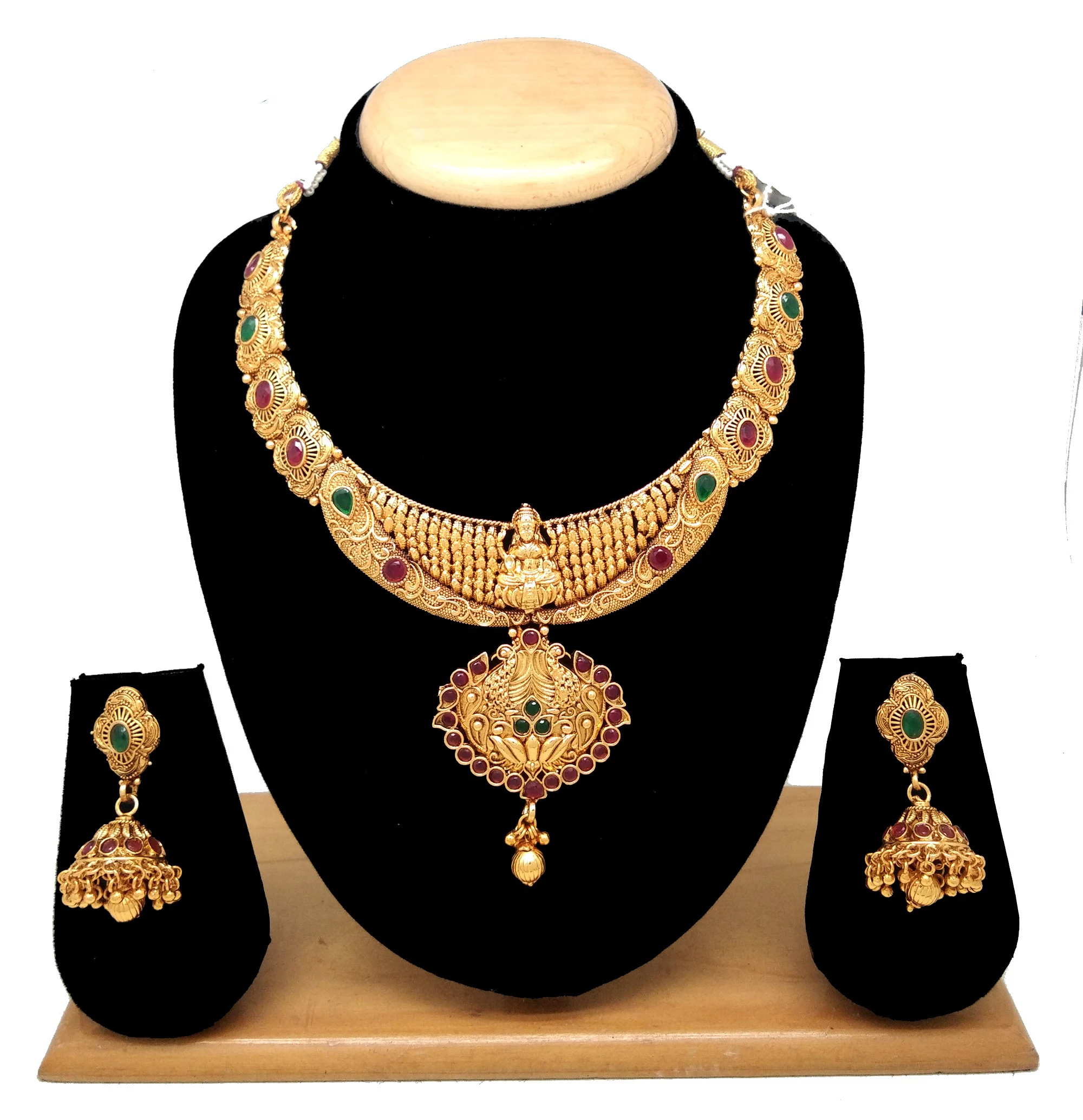 
Temple look New Design Necklace set for women&Girls(Red&Green) 