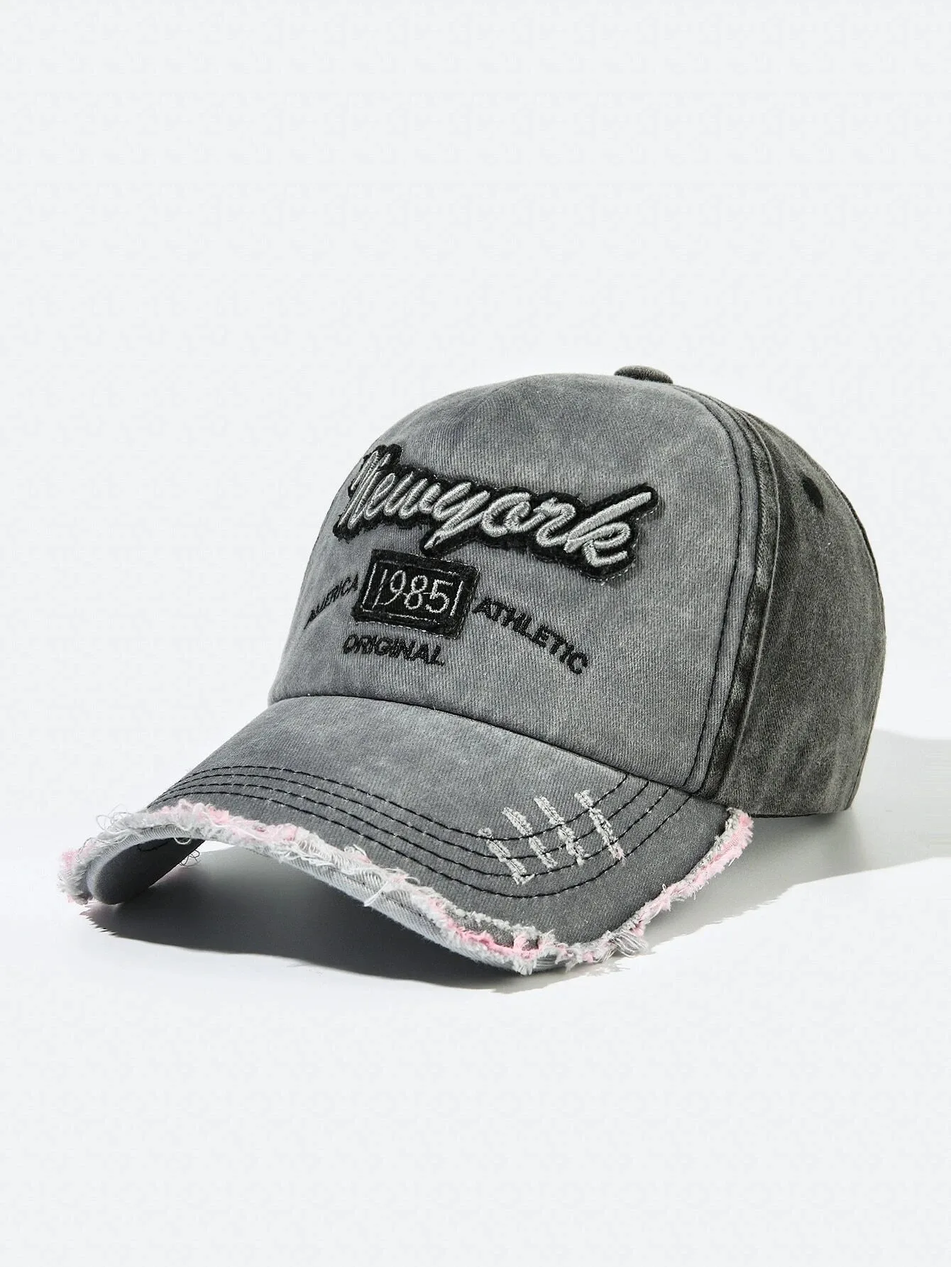 Men Custom Letter Embroidery Raw Trim Unisex Adjustable 6 Panel Casual Snapback Cotton Baseball Caps Men Women Dad Mesh Hat