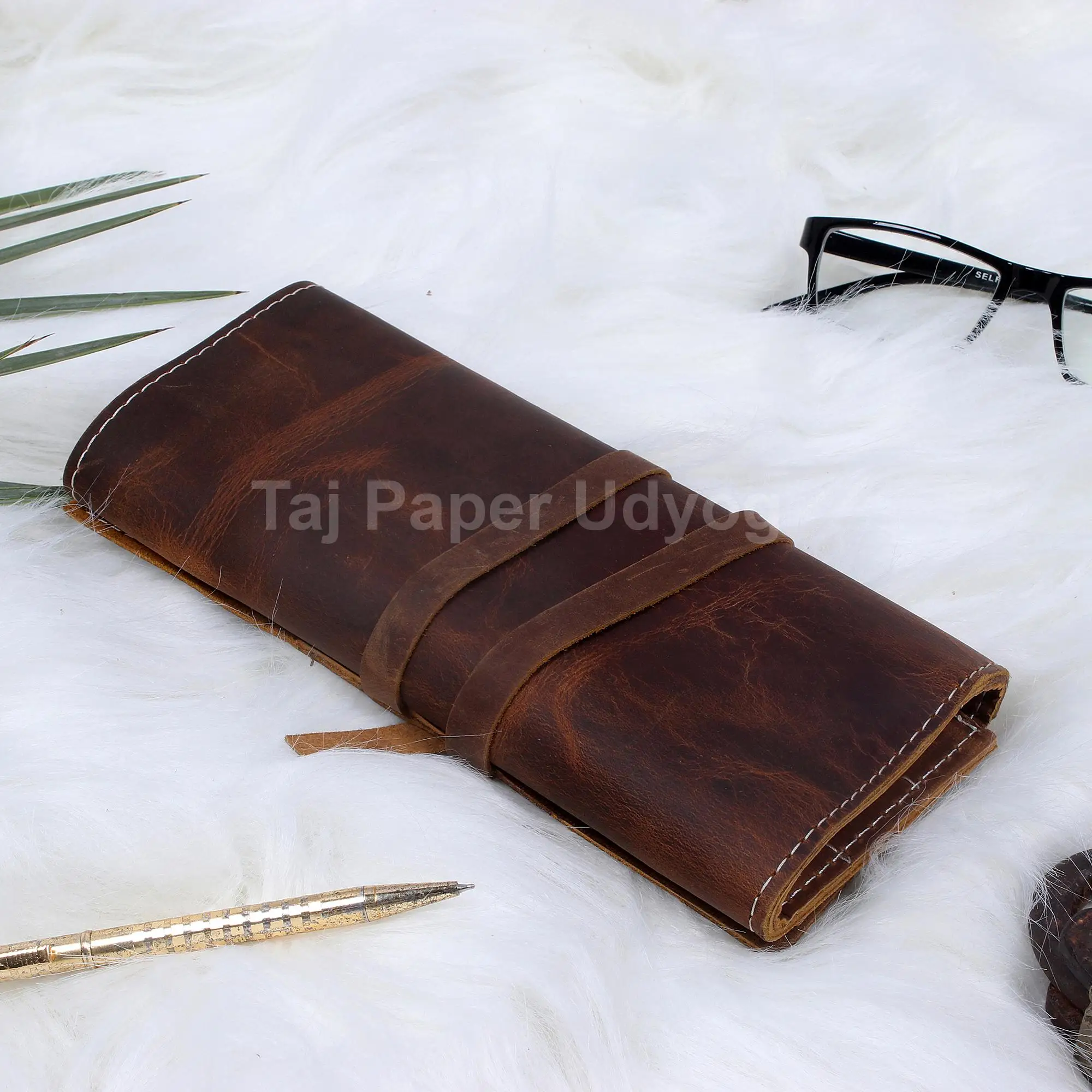 Real Leather Tool Pouch Rustic Genuine Leather Pencil Roll Up Pouch Foldable Case Multi-purpose Use Classic Knife Roll Tool Bag